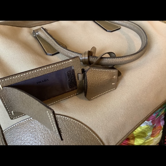 SOLD👜HOST PICK🎒NWOT PRADA KHAKI CANVAS TOTE - Picture 8 of 9